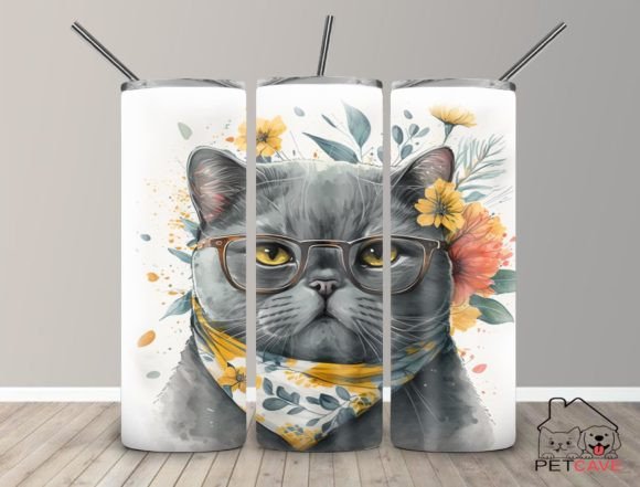 British Shorthair Cat Watercolor Tumbler