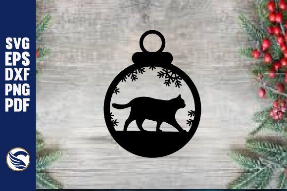 Cat Christmas Ornament Laser Metal Wall