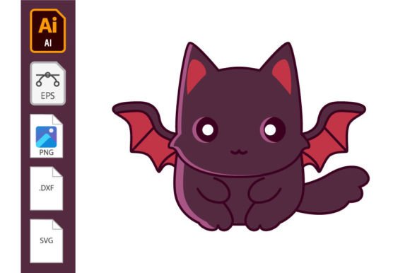 Cute Halloween Character Bat Cat