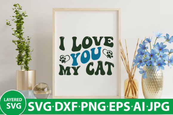I Love You My Cat Retro Design