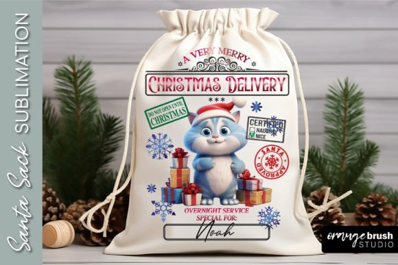 Santa Sack Sublimation Funny Cat Design